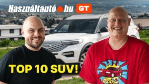 Használtautó.hu GT "TOP 10 SUV" című adásának borítóképe. Balra Lőcsei Dániel, a Használtautó.hu brand menedzsere, jobbra Horváth András, az Autónavigátor főszerkesztője.