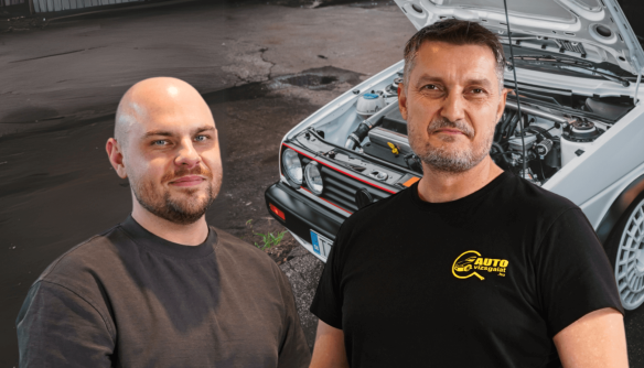 Lőcsei Dániel, a Használtautó.hu brand managere (balra) és Varga Tibor, az Autóvizsgálat.hu alapítója (jobbra)
