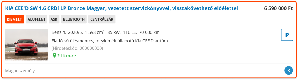 Képernyőkép ami kiemelés kerettel szolgáltatást illusztrálja.
